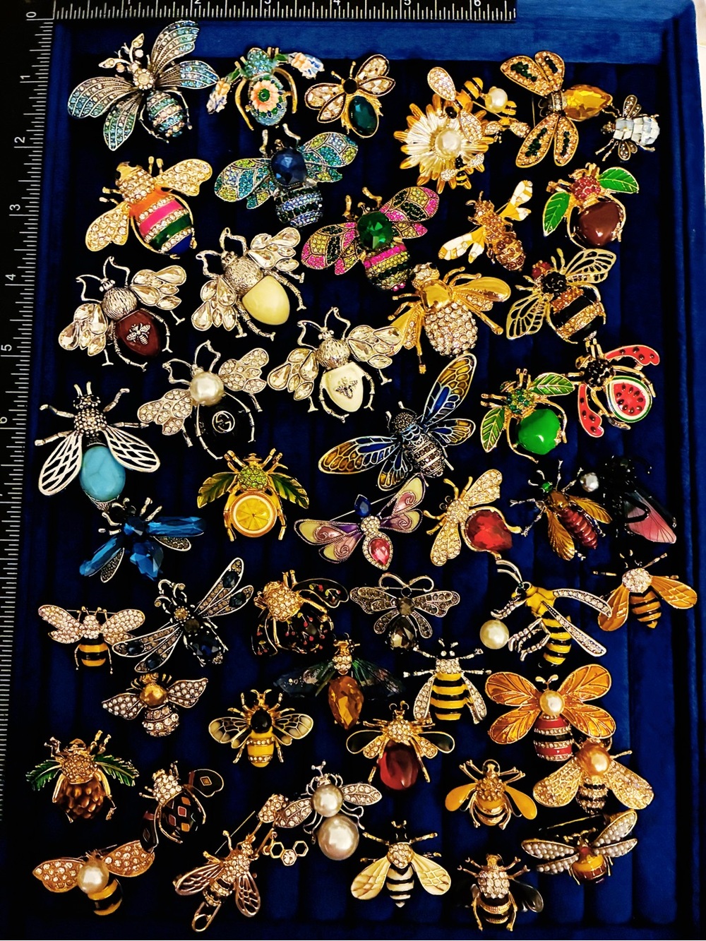 Lot of 50 Bee Brooches Honey Bee Enamel Rhinestone Pins Collection